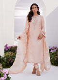 Farah Talib Aziz | Zaza Luxe Pret 24 | ELEA PEACH EMBROIDERED RAW SILK SHIRT AND DUPATTA - Pakistani Clothes for women, in United Kingdom and United States