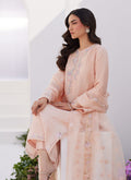 Farah Talib Aziz | Zaza Luxe Pret 24 | ELEA PEACH EMBROIDERED RAW SILK SHIRT AND DUPATTA - Pakistani Clothes for women, in United Kingdom and United States