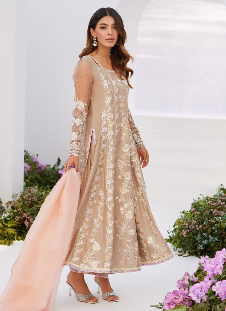 Farah Talib Aziz | Zaza Luxe Pret 24 | CHARLENE SAND EMBROIDERED KALIDAAR WITH DUPATTA - Pakistani Clothes for women, in United Kingdom and United States