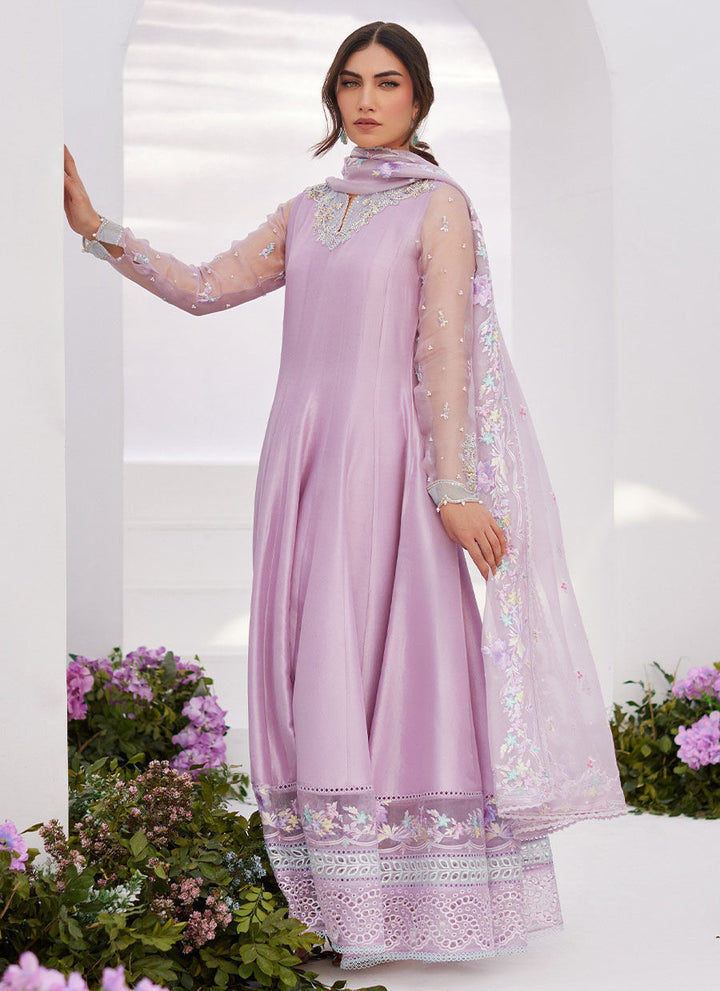 Farah Talib Aziz | Zaza Luxe Pret 24 |  MANON LILAC EMBELLISHED RAW SILK KALIDAAR - Hoorain Designer Wear - Pakistani Ladies Branded Stitched Clothes in United Kingdom, United states, CA and Australia