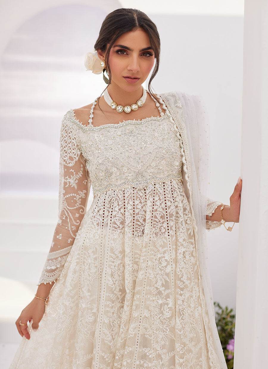 Farah Talib Aziz | Zaza Luxe Pret 24 | MAELLE IVORY EMBROIDERED AND EMBELLISHED KALIDAAR - Pakistani Clothes for women, in United Kingdom and United States