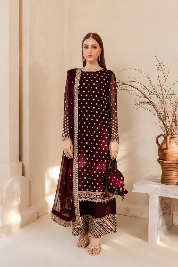 Farasha | Ritzier Festive Formals | Mulberry Glaze - Hoorain Designer Wear - Pakistani Designer Clothes for women, in United Kingdom, United states, CA and Australia