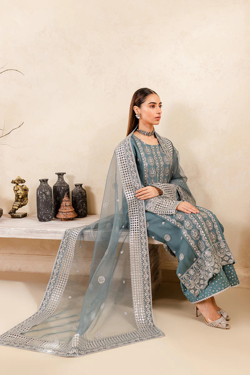 Farasha | Ritizer Festive Formals | Aqua Flora - Pakistani Clothes for women, in United Kingdom and United States