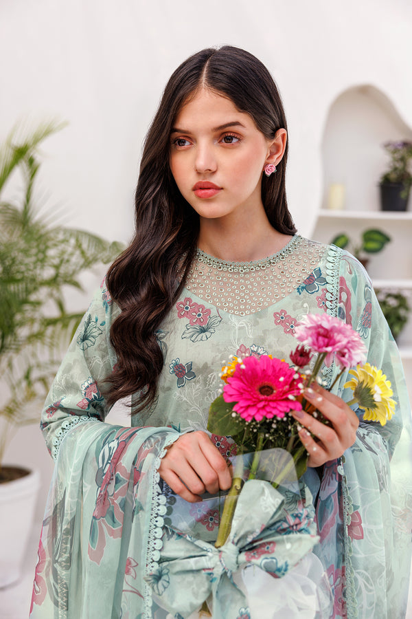 Farasha | Printed Essentials | MINT BREEZE - Hoorain Designer Wear - Pakistani Ladies Branded Stitched Clothes in United Kingdom, United states, CA and Australia