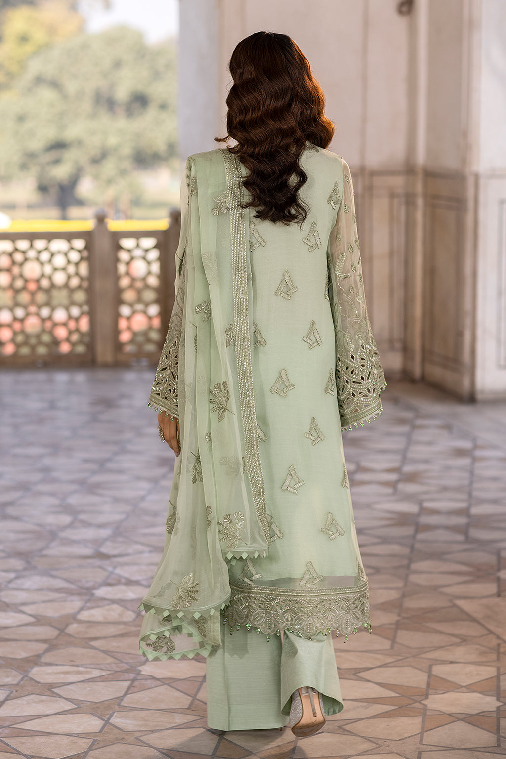 Flossie | Safeera Formals vol 13 | LUSTER GREEN - Pakistani Clothes for women, in United Kingdom and United States