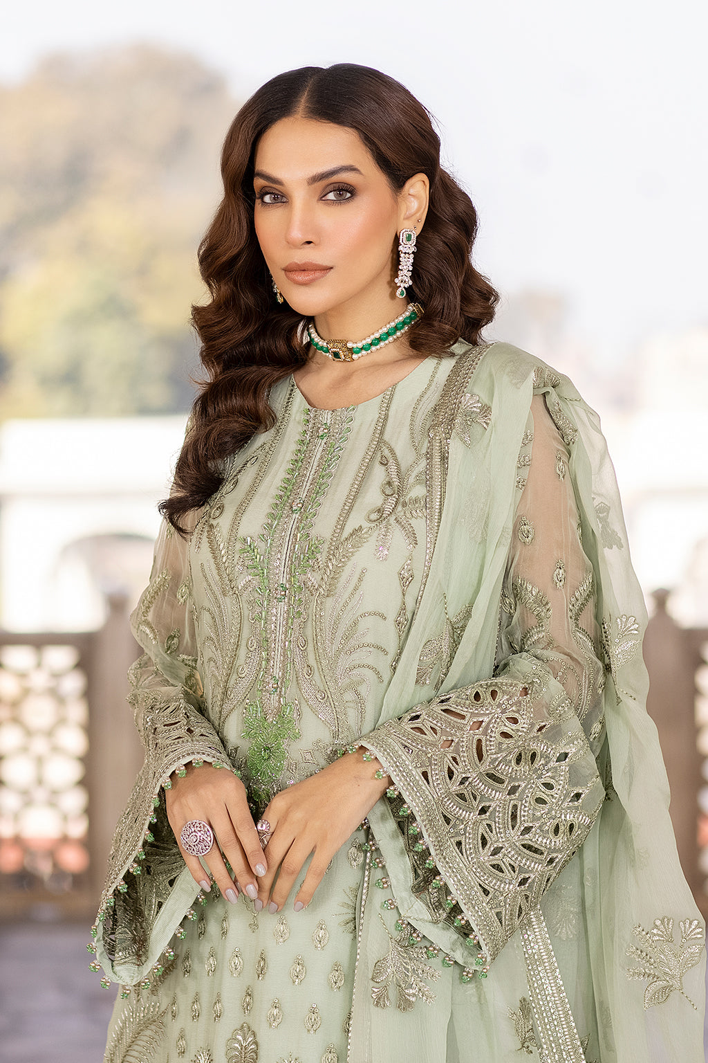 Flossie | Safeera Formals vol 13 | LUSTER GREEN - Pakistani Clothes for women, in United Kingdom and United States