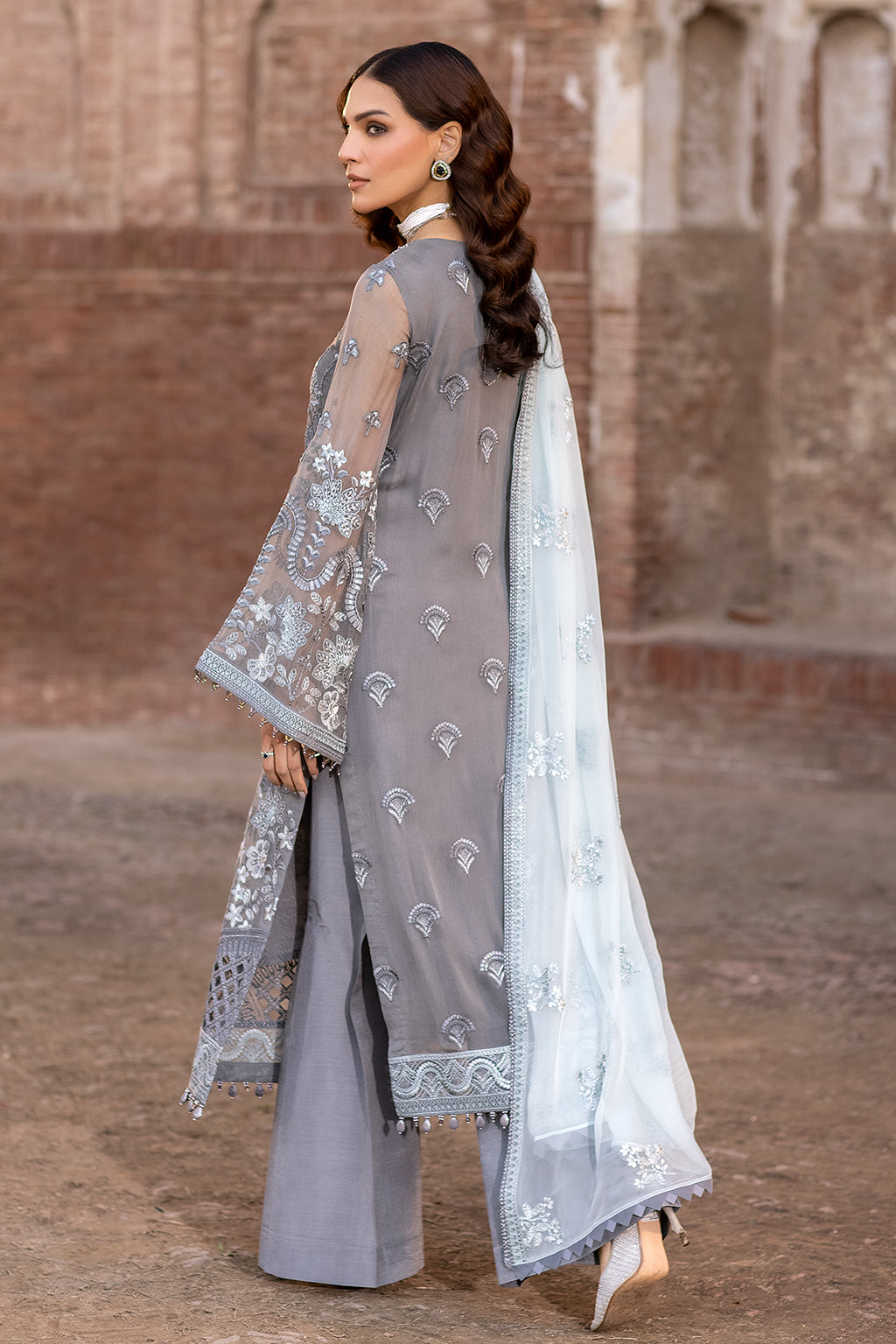 Flossie | Safeera Formals vol 13 | STORMY GREY (A) - Pakistani Clothes for women, in United Kingdom and United States