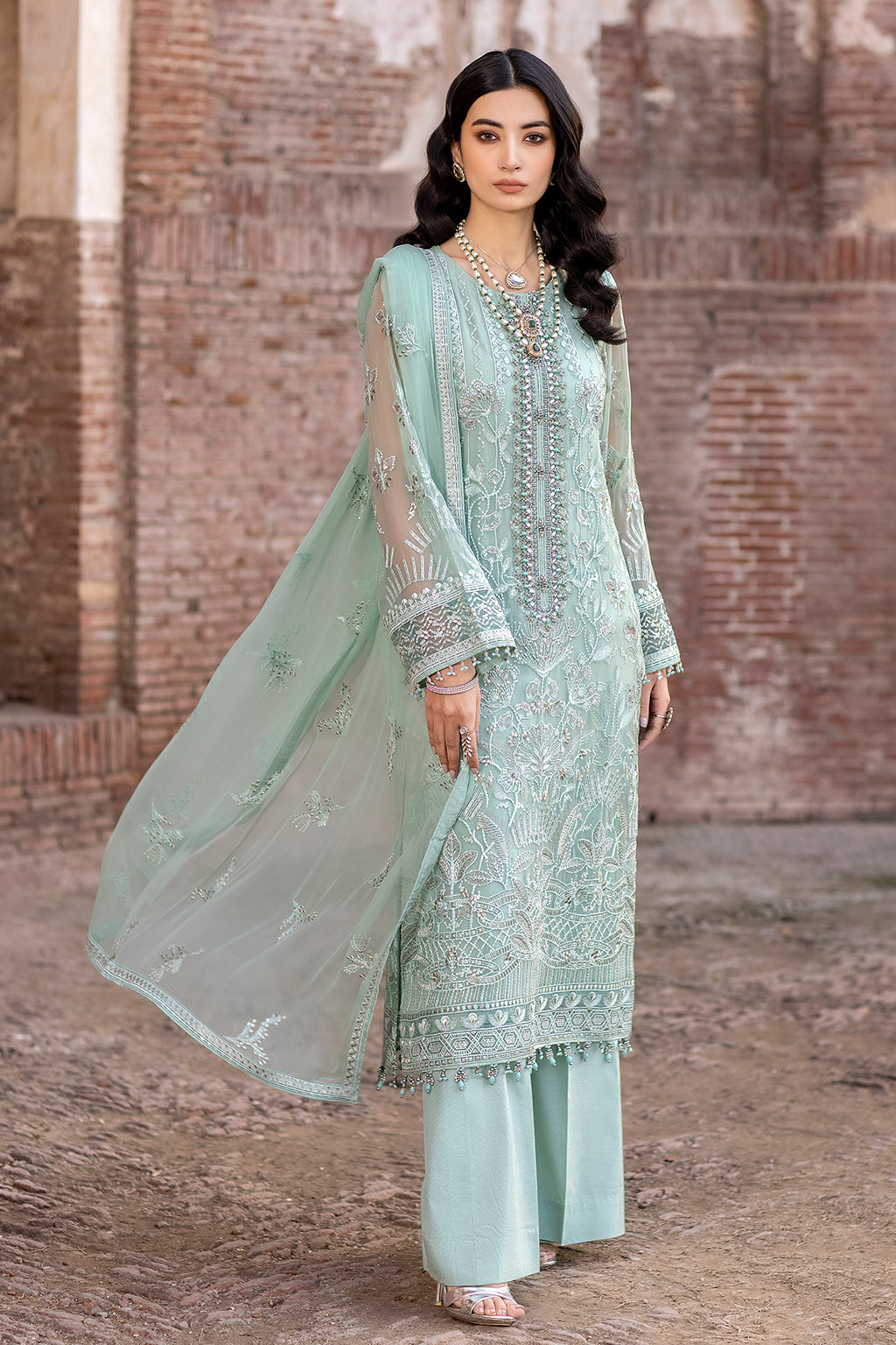 Flossie | Safeera Formals vol 13 | SNOW PEA (A) - Pakistani Clothes for women, in United Kingdom and United States