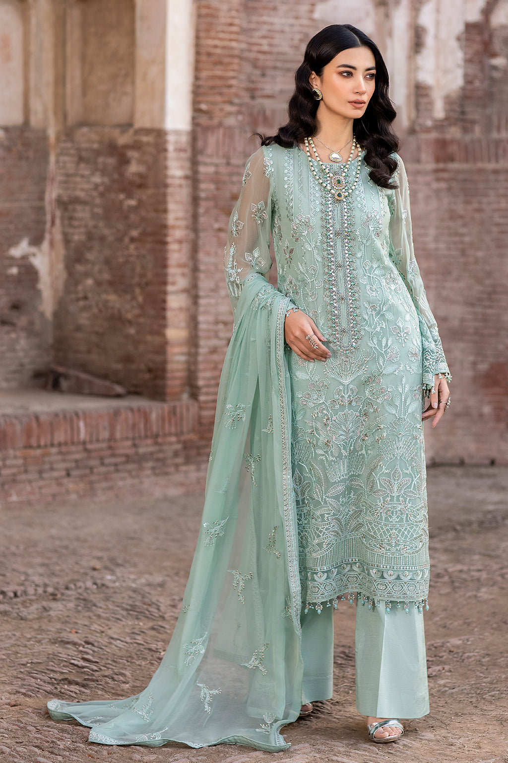 Flossie | Safeera Formals vol 13 | SNOW PEA (A) - Pakistani Clothes for women, in United Kingdom and United States