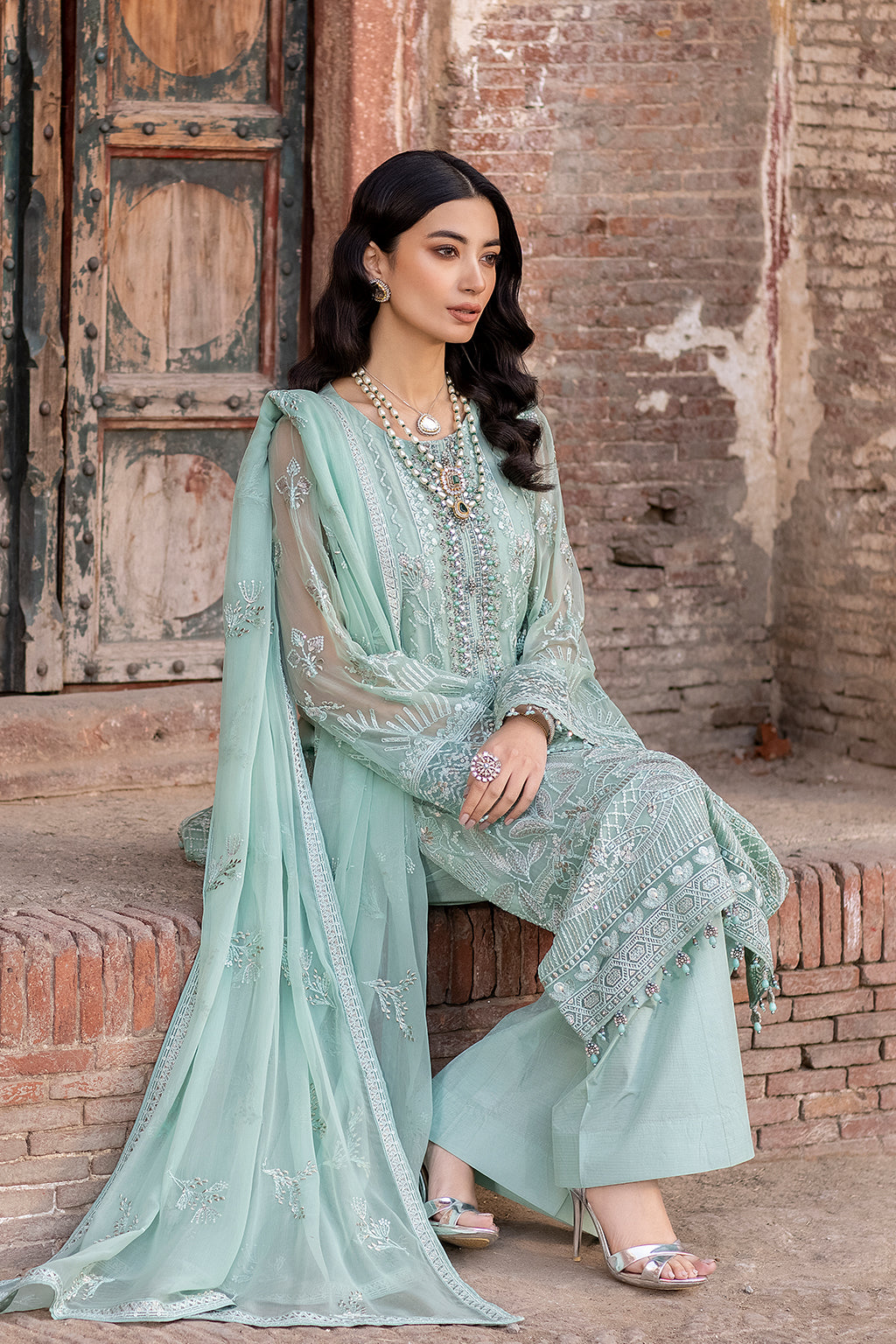 Flossie | Safeera Formals vol 13 | SNOW PEA (A) - Pakistani Clothes for women, in United Kingdom and United States