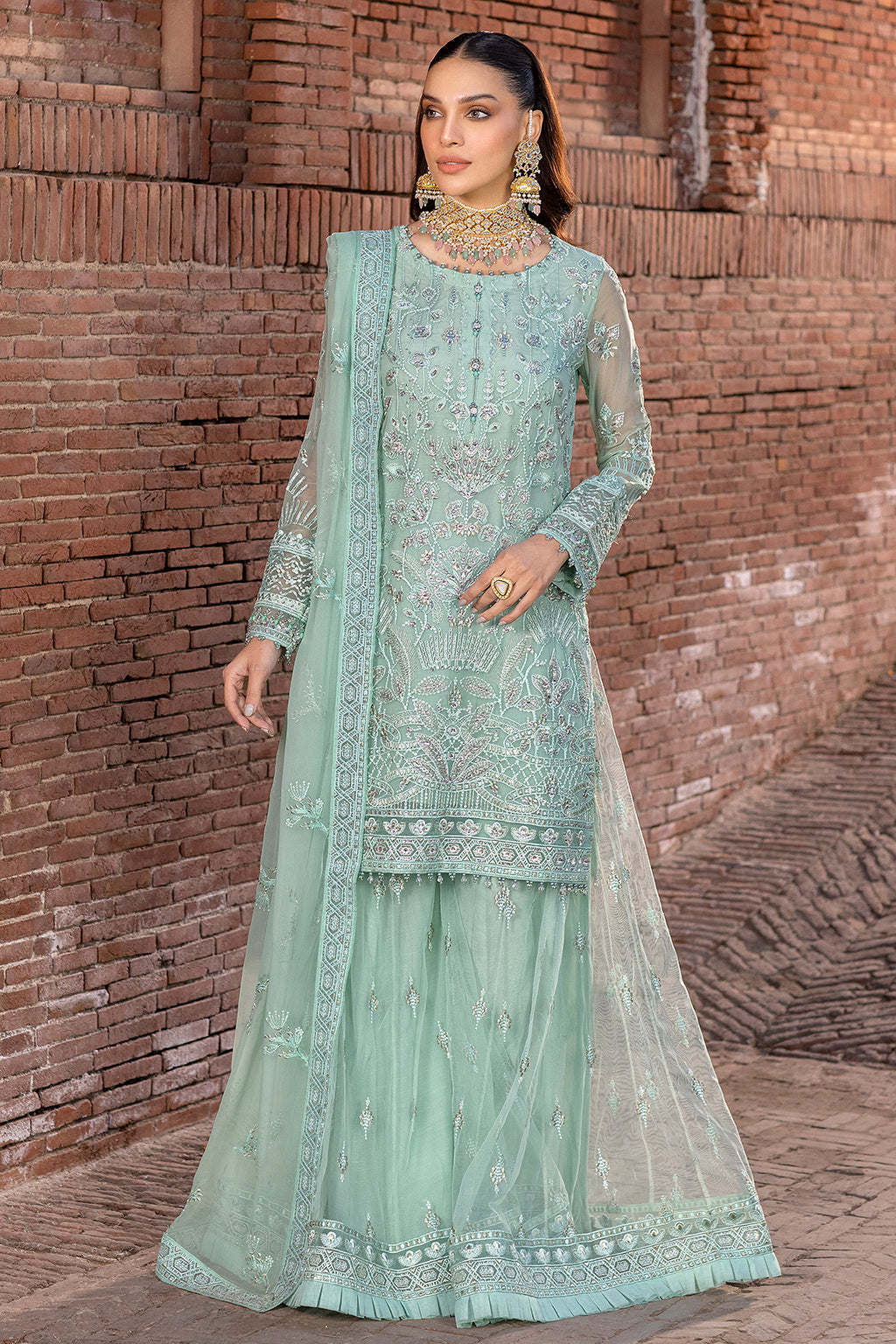 Flossie | Safeera Formals vol 13 | SNOW PEA (B) - Pakistani Clothes for women, in United Kingdom and United States