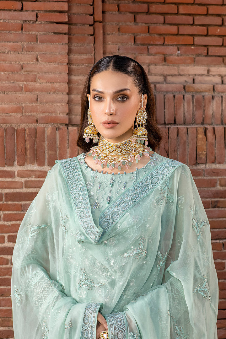 Flossie | Safeera Formals vol 13 | SNOW PEA (B) - Hoorain Designer Wear - Pakistani Designer Clothes for women, in United Kingdom, United states, CA and Australia