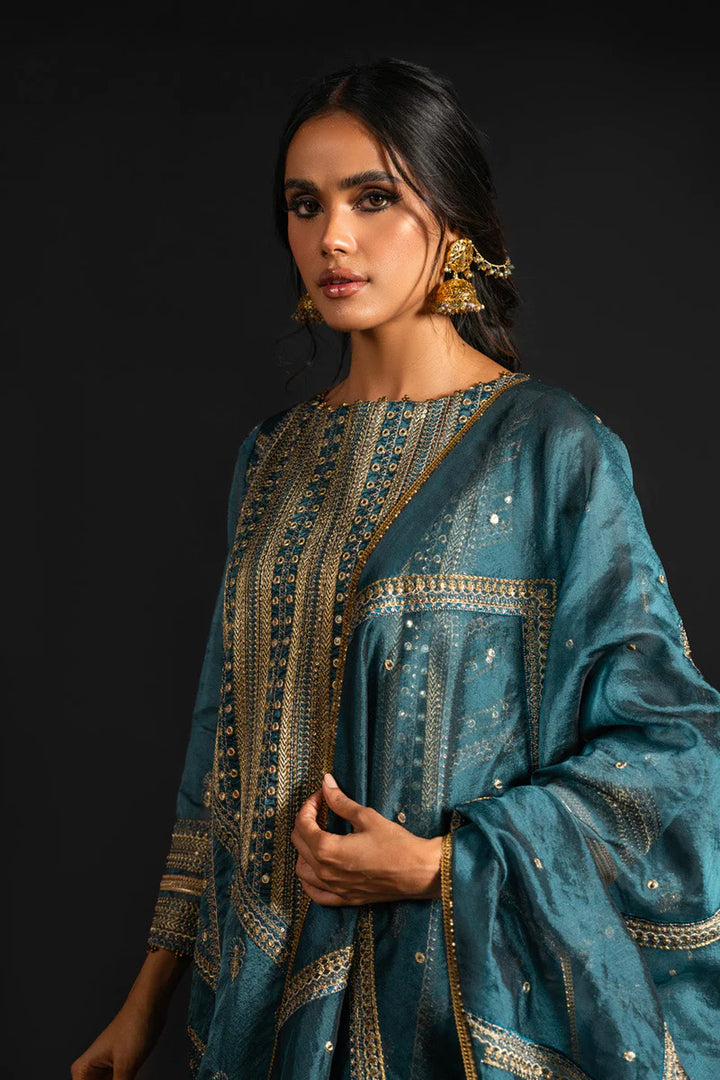 Alkaram | Heavy Formals 24 |  HF-01-24-Teal - Hoorain Designer Wear - Pakistani Ladies Branded Stitched Clothes in United Kingdom, United states, CA and Australia