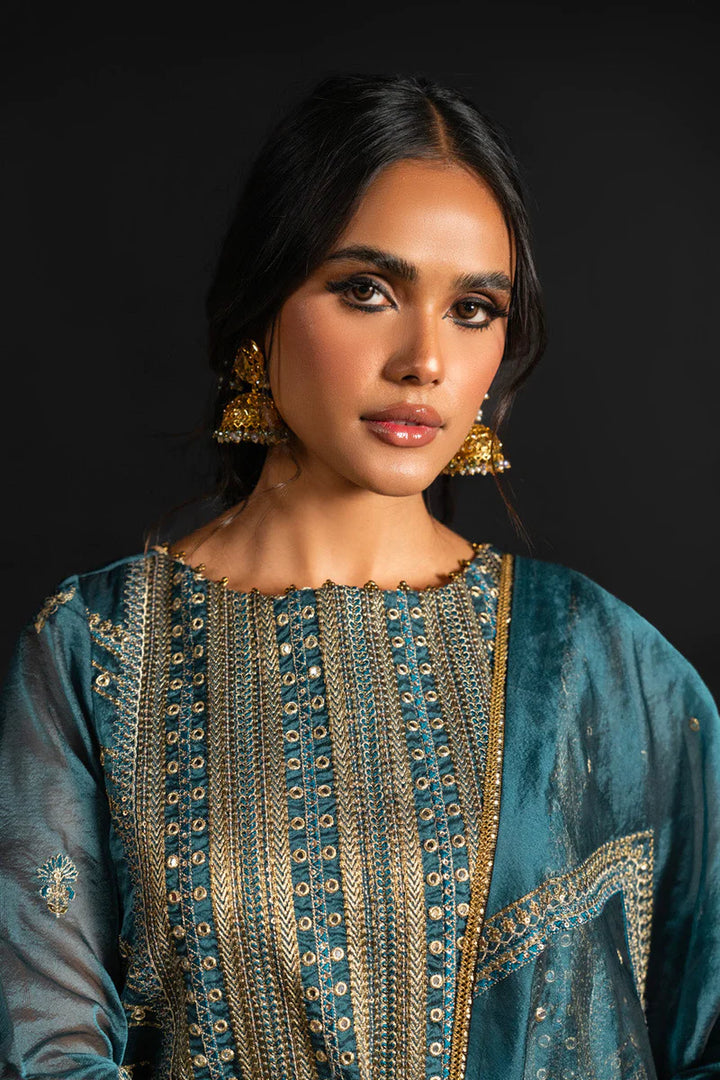 Alkaram | Heavy Formals 24 |  HF-01-24-Teal - Hoorain Designer Wear - Pakistani Ladies Branded Stitched Clothes in United Kingdom, United states, CA and Australia