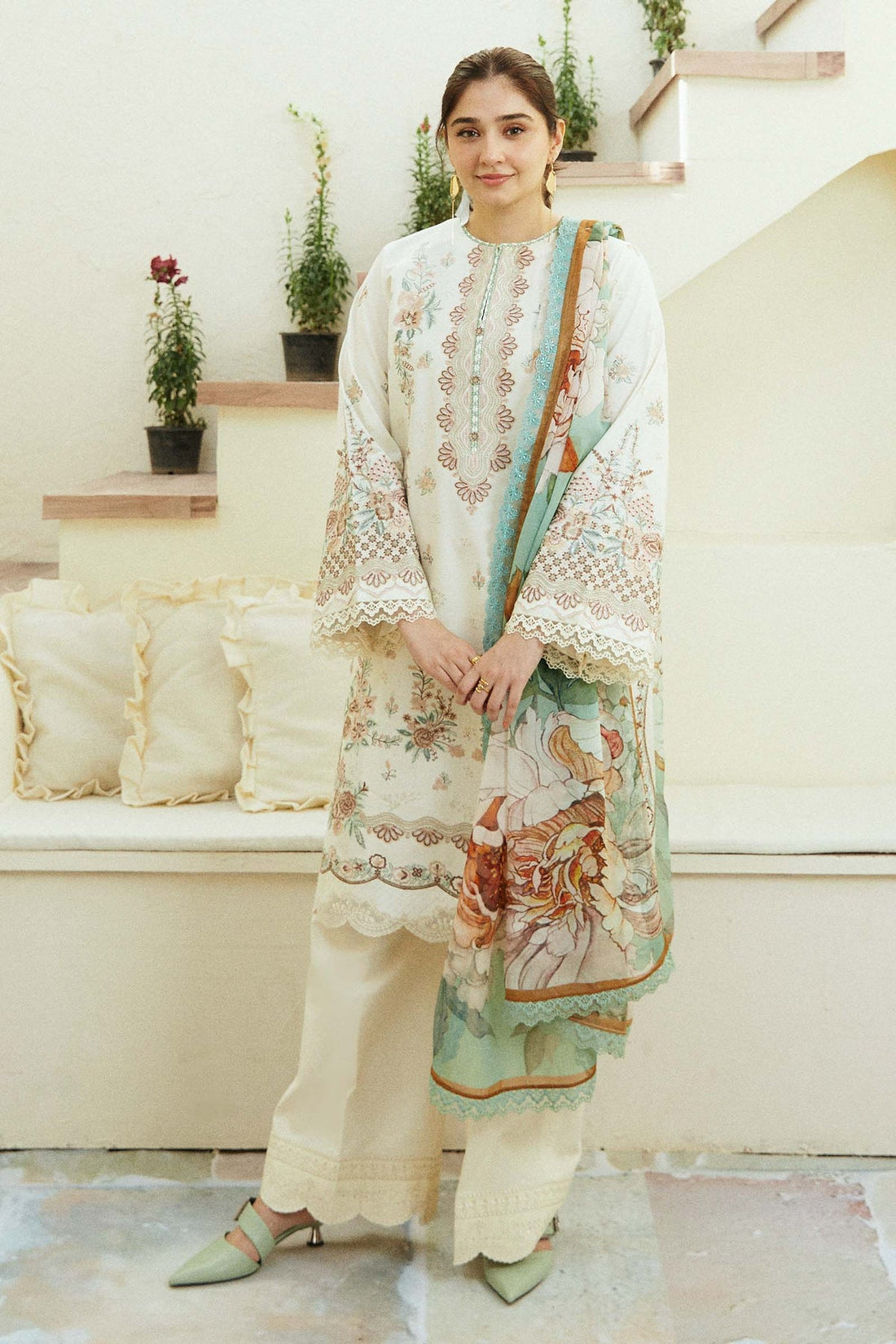 Zara Shahjahan | Coco Lawn Eid Edit 24 | IVORY-D10 - Pakistani Clothes for women, in United Kingdom and United States