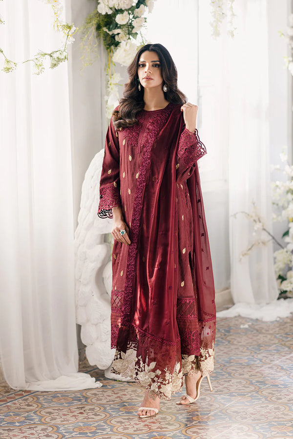 Azure | Ensembles Embroidered Formals | Imperial Wine - Hoorain Designer Wear - Pakistani Ladies Branded Stitched Clothes in United Kingdom, United states, CA and Australia