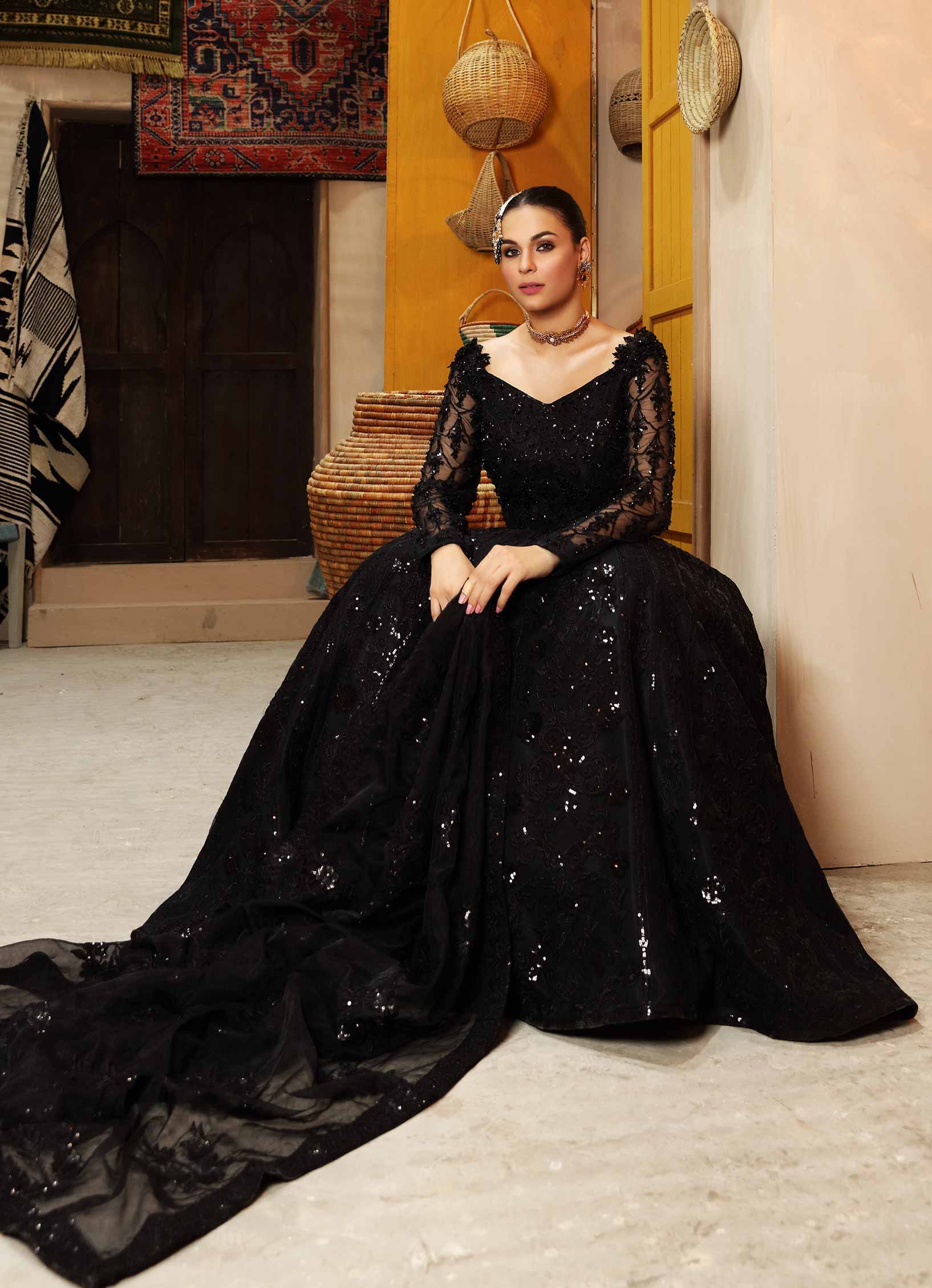 Waqas Shah | Ishq Naama | Black Blossom - Pakistani Clothes for women, in United Kingdom and United States