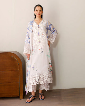 Roheenaz | Sunlit Tales Printed Embroidered Edit | Ivory Gleam