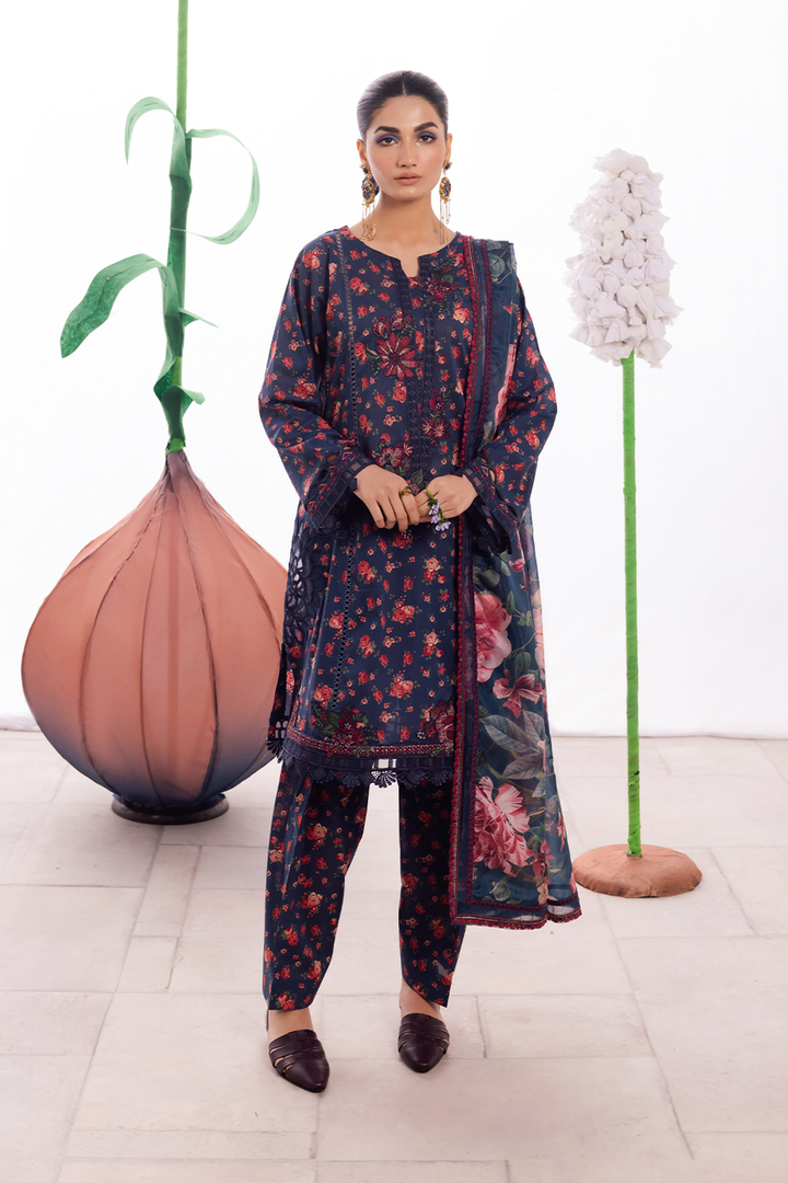 Iznik | Dahlia Embroidered Lawn | DL-07 - Hoorain Designer Wear - Pakistani Ladies Branded Stitched Clothes in United Kingdom, United states, CA and Australia