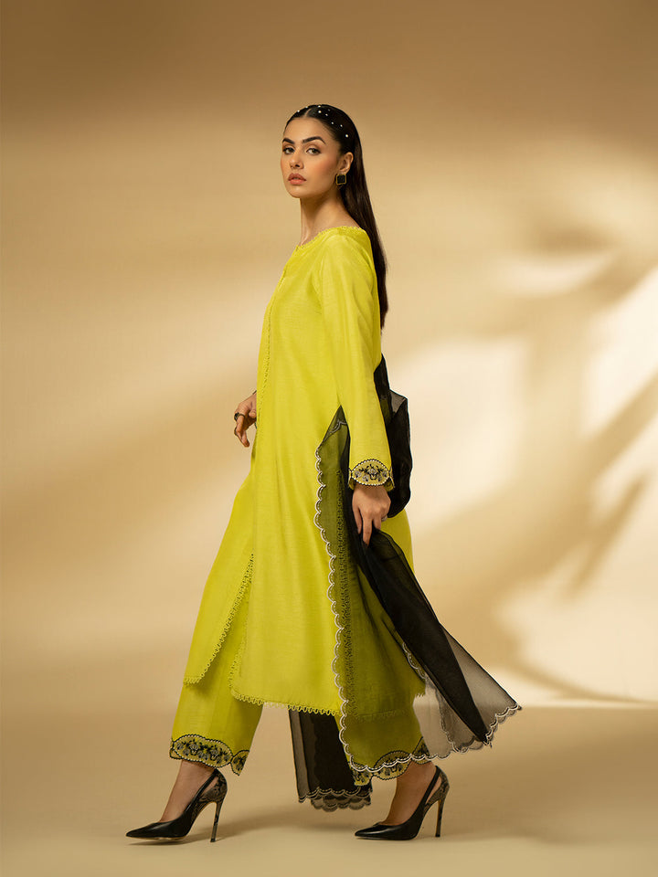 Fozia Khalid | Eid Edit 24 | Lime Zest - Hoorain Designer Wear - Pakistani Ladies Branded Stitched Clothes in United Kingdom, United states, CA and Australia