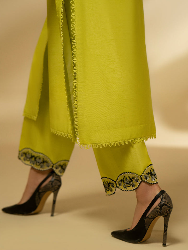 Fozia Khalid | Eid Edit 24 | Lime Zest - Hoorain Designer Wear - Pakistani Ladies Branded Stitched Clothes in United Kingdom, United states, CA and Australia