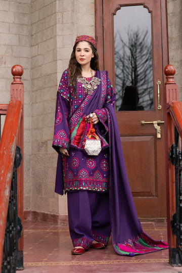 Maryam Hussain | Winter Shawl 2024 |  Plum