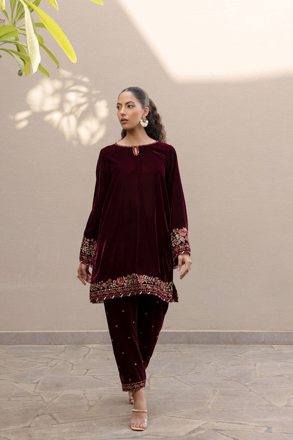 Dhanak | Velvet Edit | FW24DA-2620 MAROON