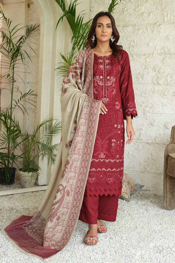 Marjjan | Aangan Embroidered Viscose |  MDS-69 (MEHROON)