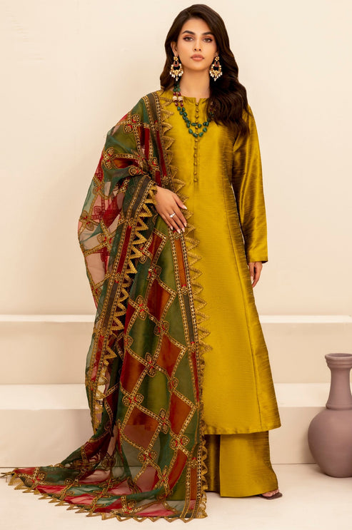 Mohagni | Ishq Aatish Formals | MGS-11 3Pcs Raw Silk