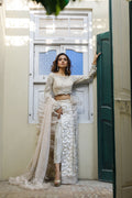 Wahajmkhan | Bahar Begum Formals | IVORY SARI PANTS - Pakistani Clothes for women, in United Kingdom and United States