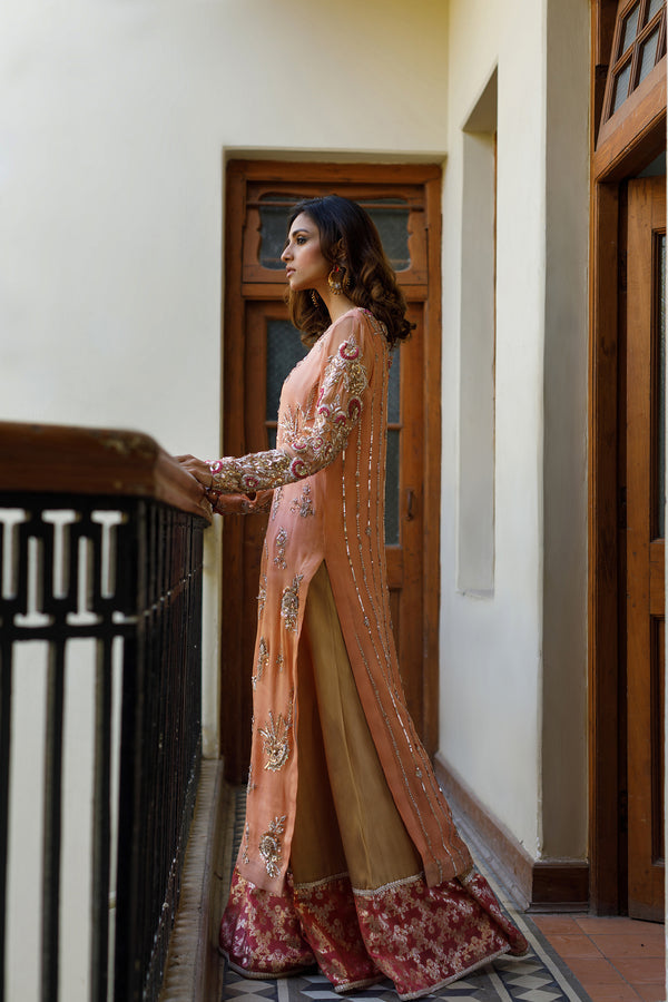 Wahajmkhan | Bahar Begum Formals | PEACH CORAL BAHAR OUTFIT - Pakistani Clothes for women, in United Kingdom and United States