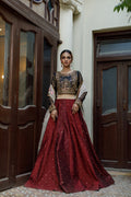 Wahajmkhan | Bahar Begum Formals | BLACK & MAROON BEGUM LEHNGA - Pakistani Clothes for women, in United Kingdom and United States