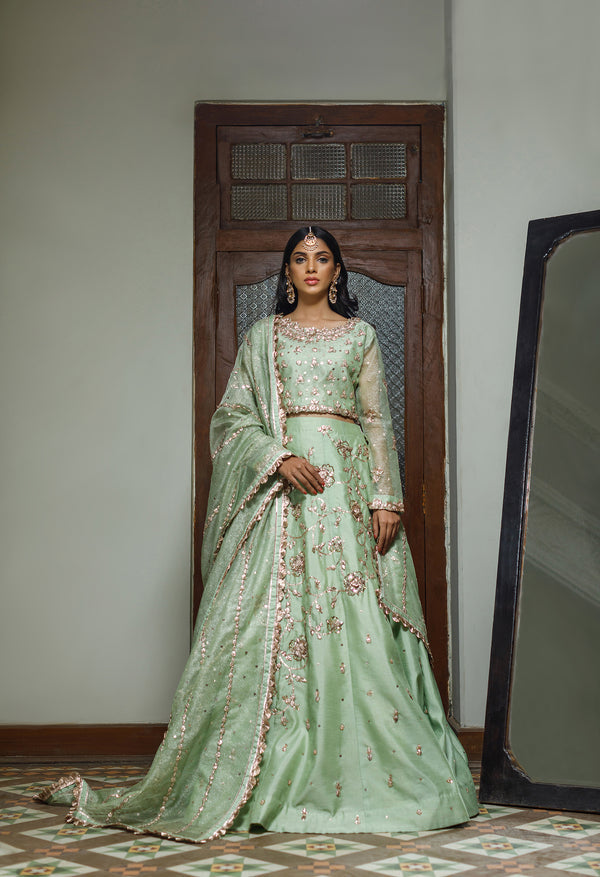 Wahajmkhan | Bahar Begum Formals | MINT BAHAR LEHNGA - Pakistani Clothes for women, in United Kingdom and United States