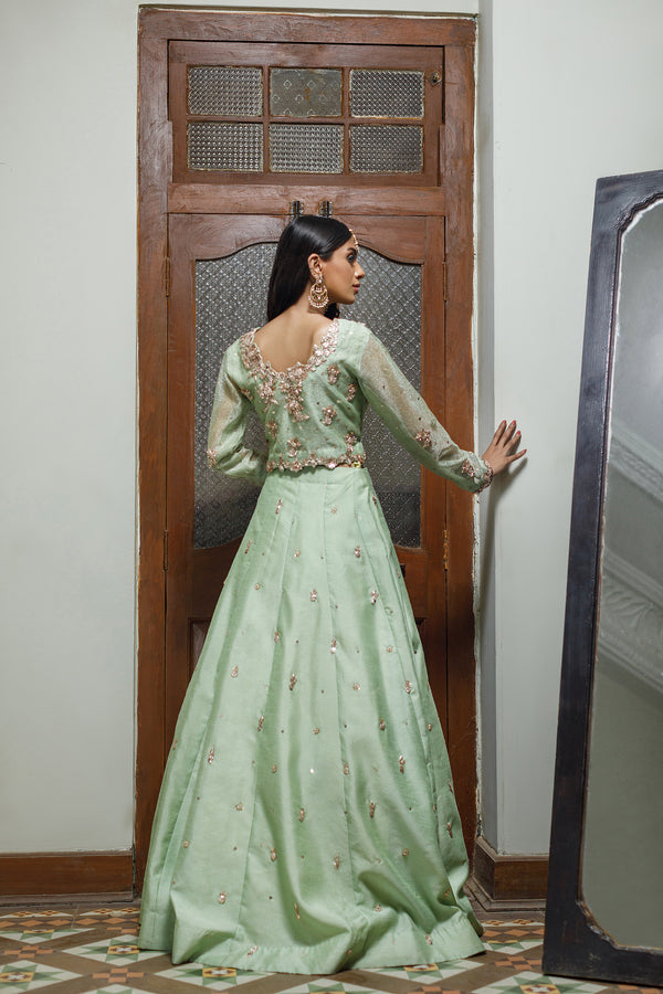 Wahajmkhan | Bahar Begum Formals | MINT BAHAR LEHNGA - Pakistani Clothes for women, in United Kingdom and United States