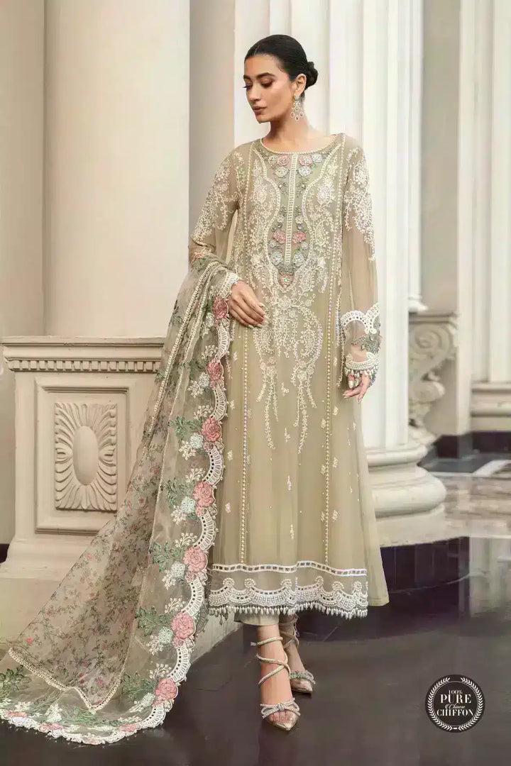 Maria B | Luxury Chiffon Collection | Coffee - Pakistani Clothes for women, in United Kingdom and United States