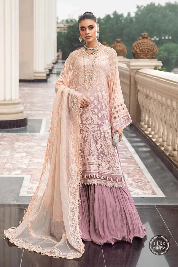 Maria B | Luxury Chiffon Collection | Lilac - Hoorain Designer Wear - Pakistani Ladies Branded Stitched Clothes in United Kingdom, United states, CA and Australia