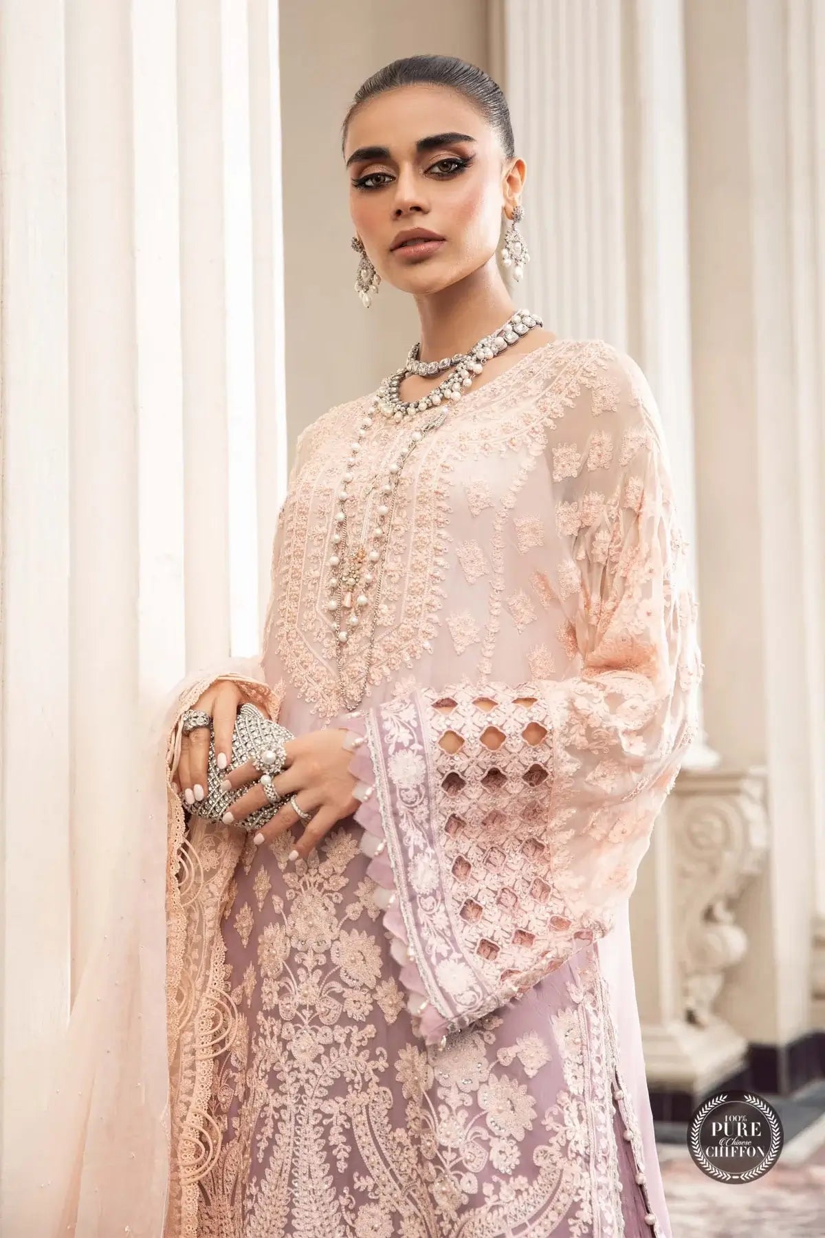 Maria B | Luxury Chiffon Collection | Lilac - Pakistani Clothes for women, in United Kingdom and United States