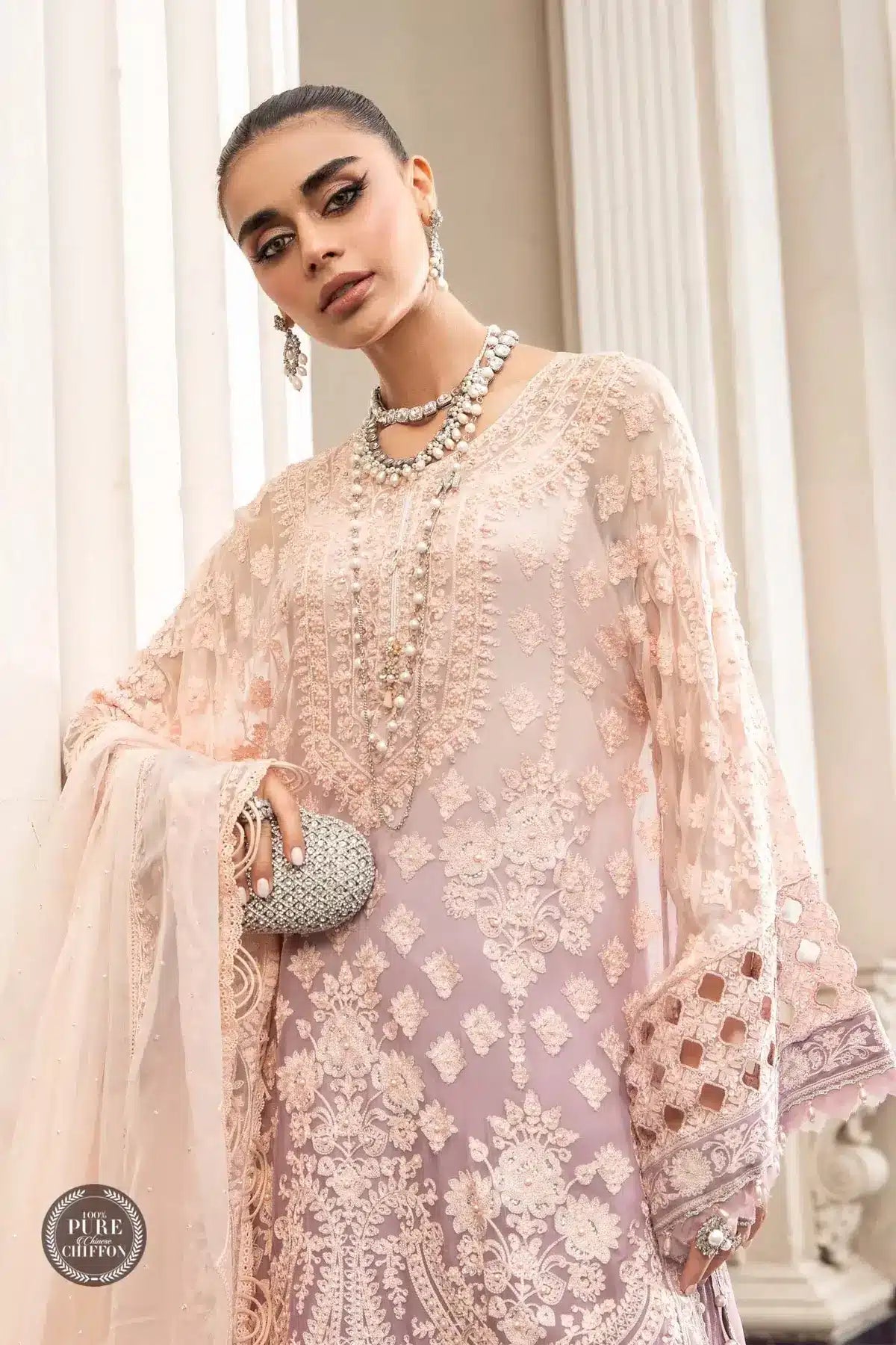 Maria B | Luxury Chiffon Collection | Lilac - Pakistani Clothes for women, in United Kingdom and United States