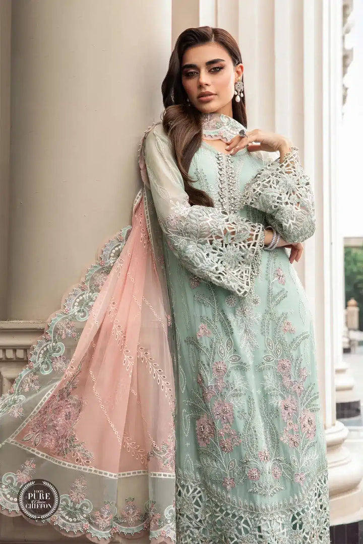 Maria B | Luxury Chiffon Collection | Mint Green - Pakistani Clothes for women, in United Kingdom and United States