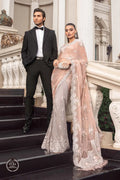 Maria B | Luxury Chiffon Collection | Peach And Grey - Pakistani Clothes for women, in United Kingdom and United States