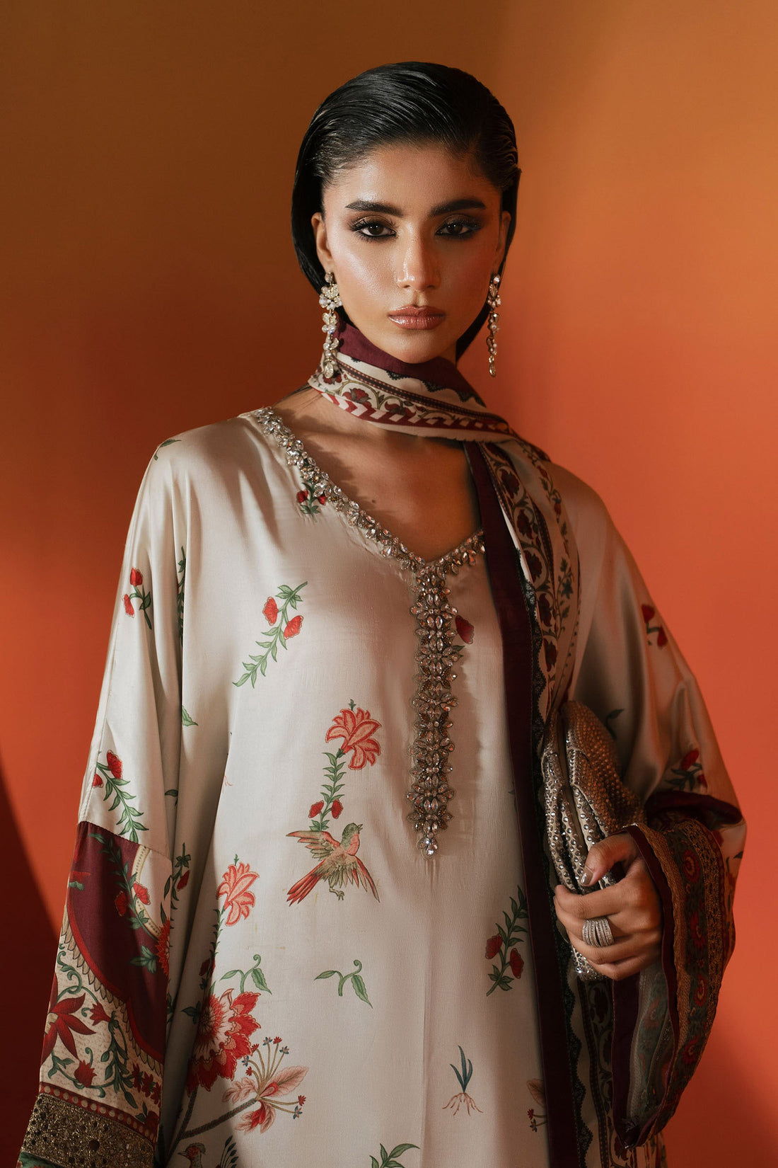 Maria B | Luxury Pret Pre Fall | MPS-EF26-03R1-Beige and Maroon