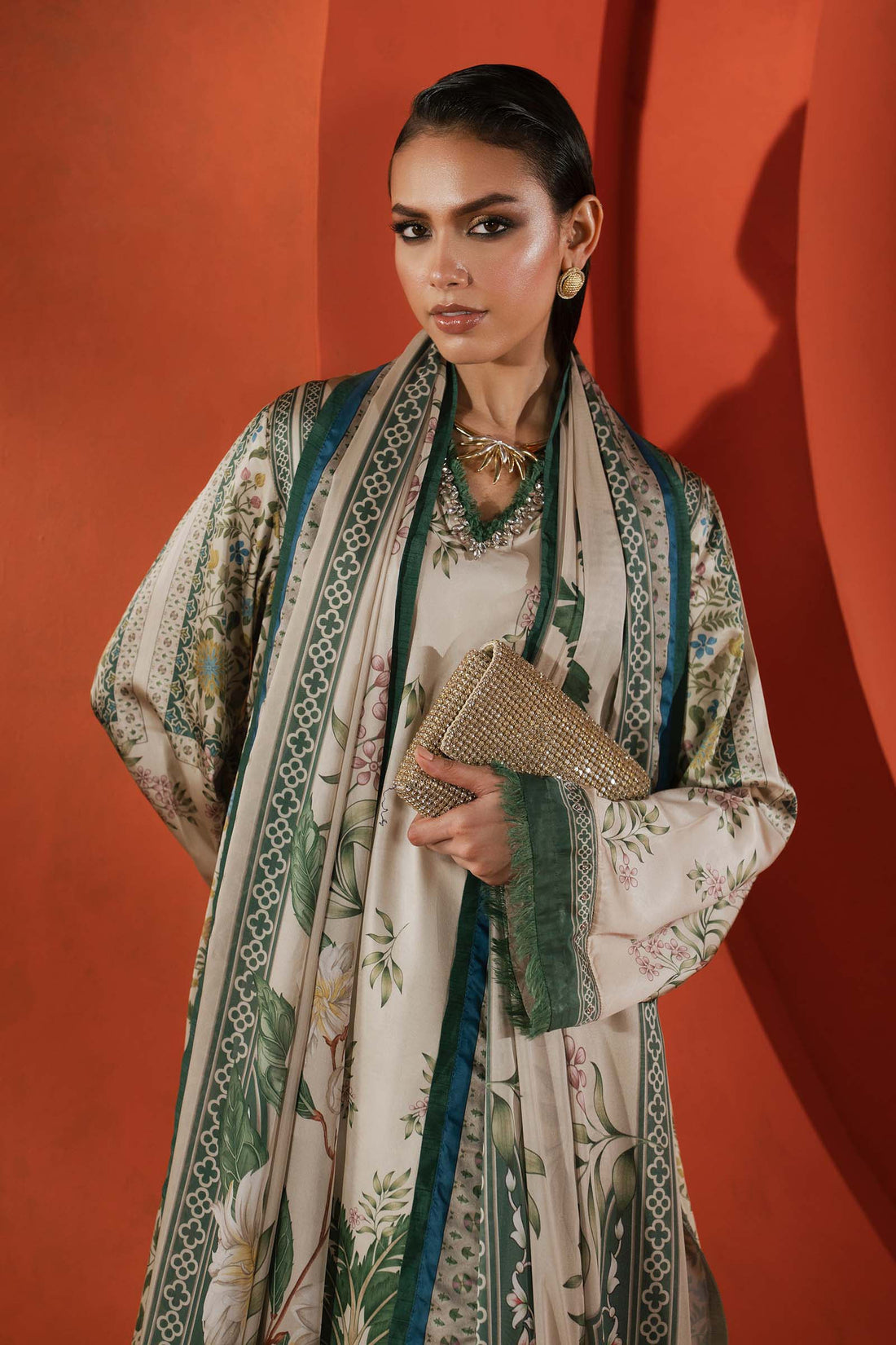 Maria B | Luxury Pret Pre Fall | MPS-EF26-10R1-Beige and Green