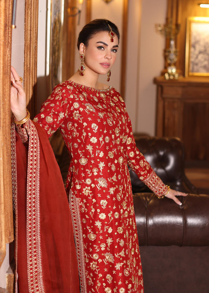 Waqas Shah | Meh-E-Nur | RED ROSE - Hoorain Designer Wear - Pakistani Ladies Branded Stitched Clothes in United Kingdom, United states, CA and Australia