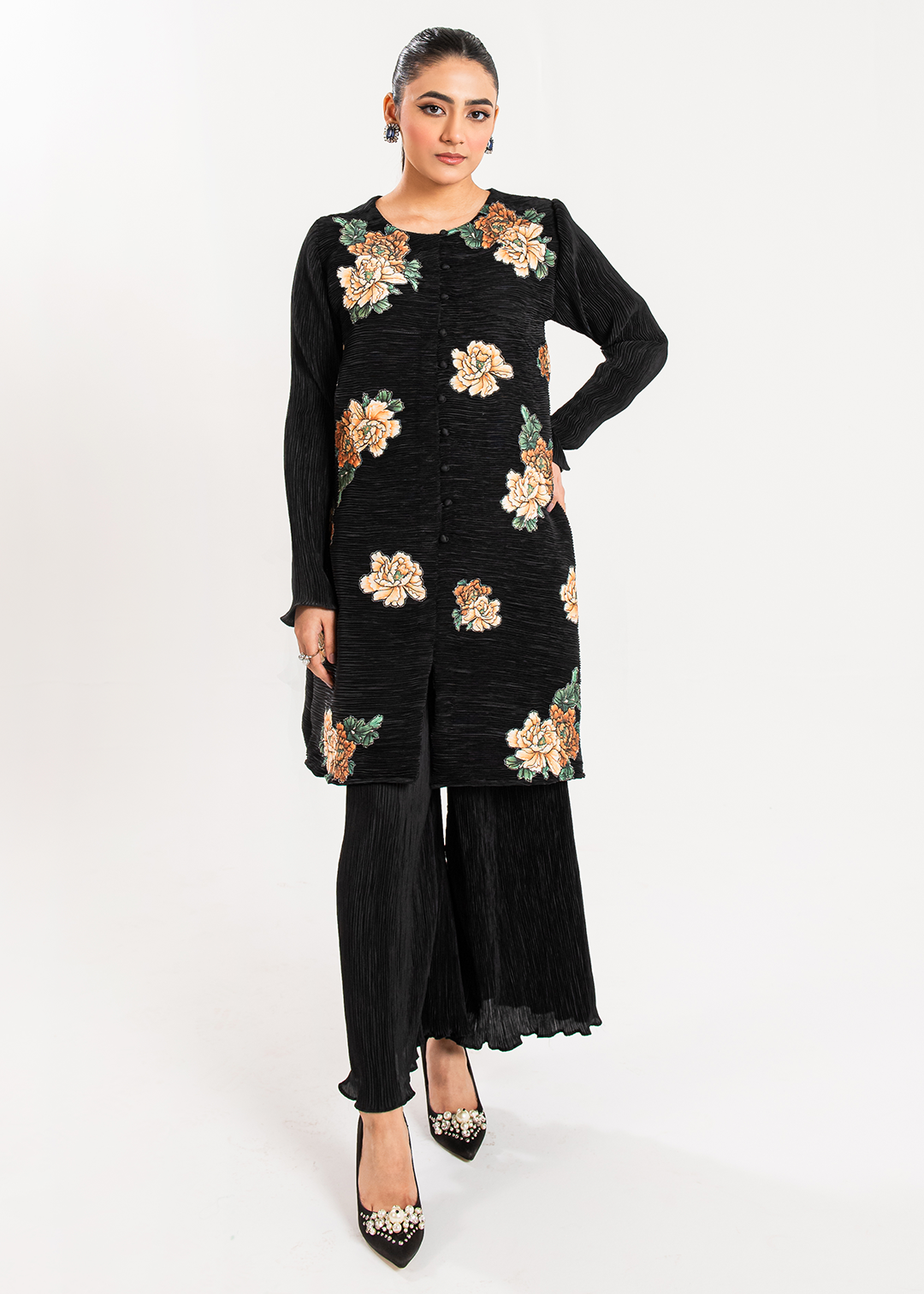 Maria Osama Khan | Claire Pleated Silk | Twilight - Pakistani Clothes for women, in United Kingdom and United States