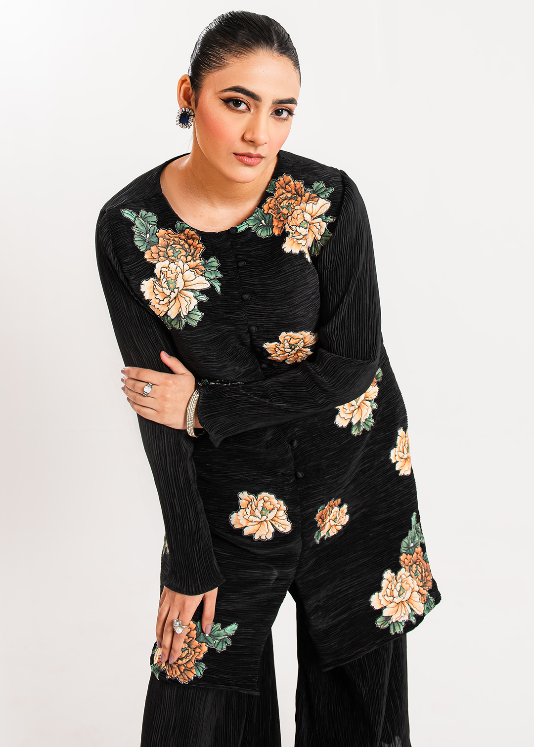 Maria Osama Khan | Claire Pleated Silk | Twilight - Pakistani Clothes for women, in United Kingdom and United States