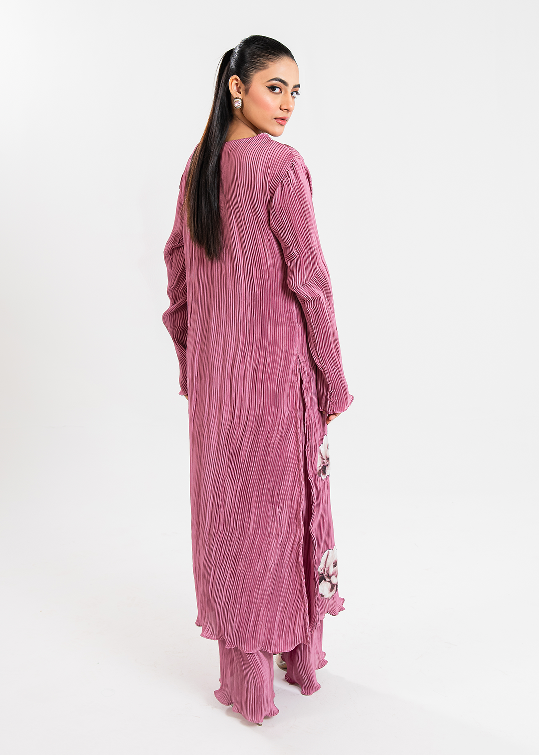 Maria Osama Khan | Claire Pleated Silk | Rosy - Pakistani Clothes for women, in United Kingdom and United States