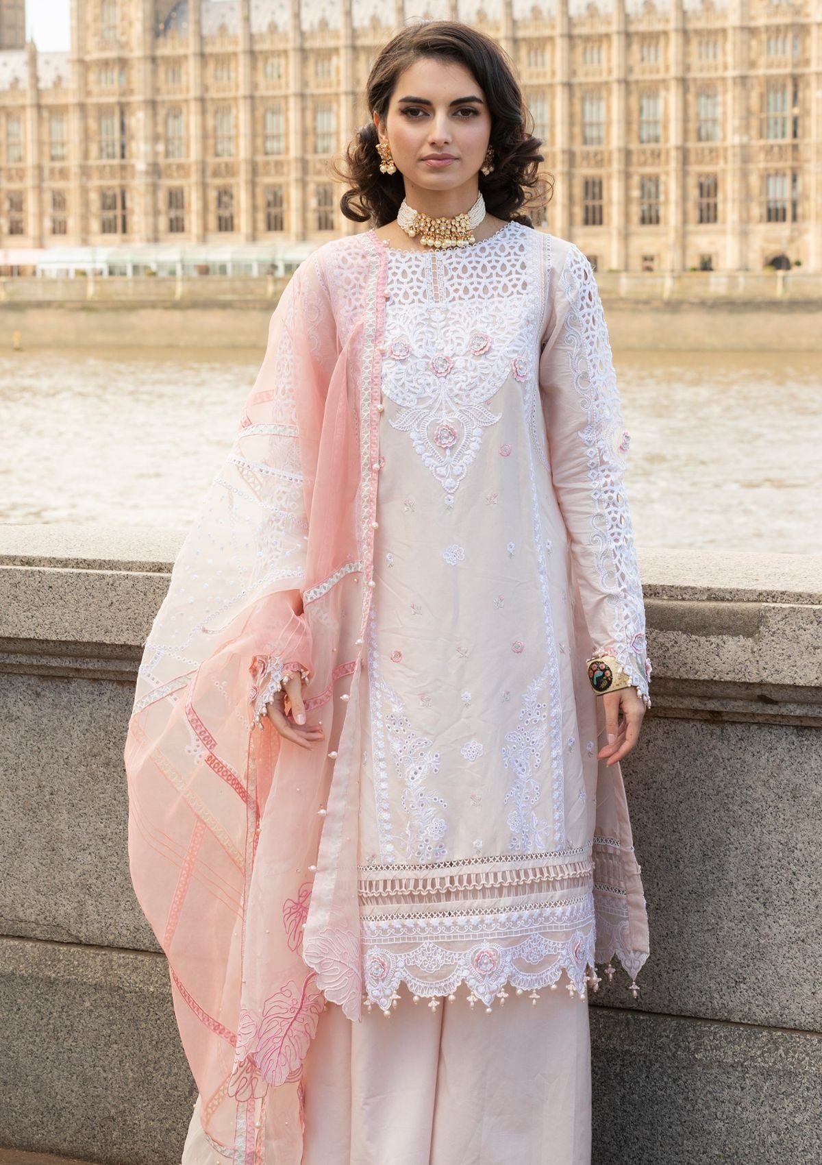 Meem | Luxury Eid Lawn 24 | MD-02 LIGHT PINK - Pakistani Clothes for women, in United Kingdom and United States