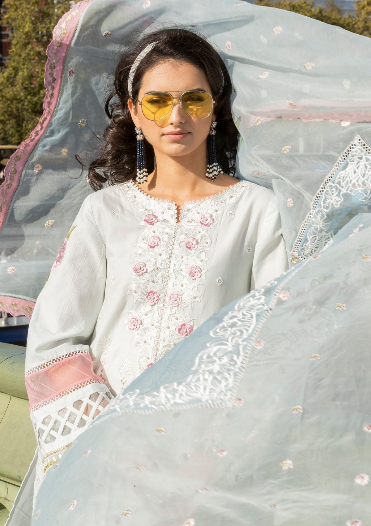 Meem | Luxury Eid Lawn 24 | MD-09 LIGHT BLUE - Pakistani Clothes for women, in United Kingdom and United States