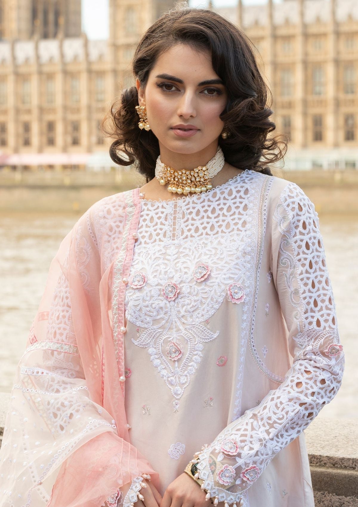 Meem | Luxury Eid Lawn 24 | MD-02 LIGHT PINK - Pakistani Clothes for women, in United Kingdom and United States