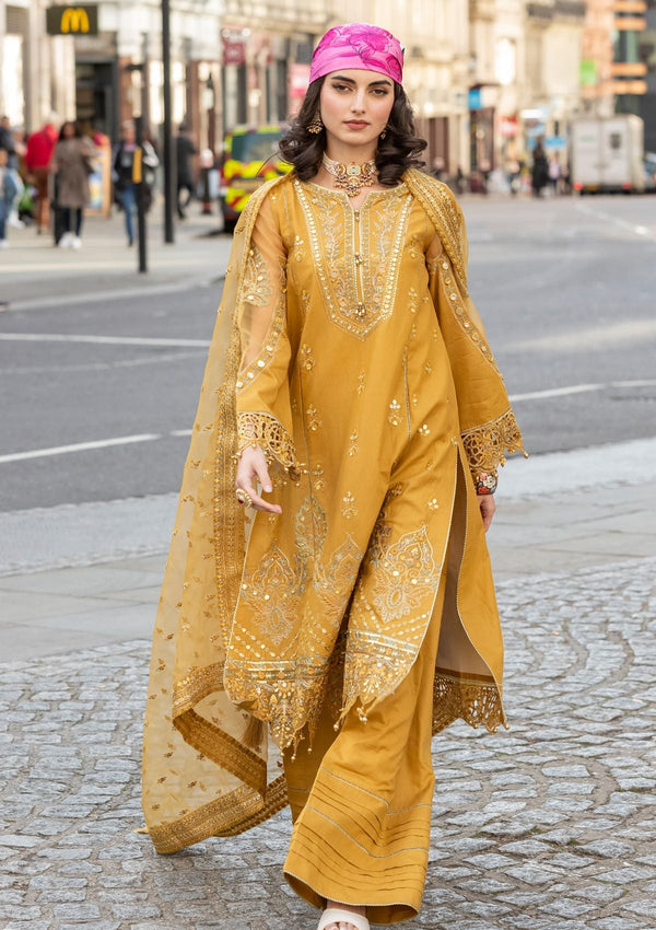 Meem | Luxury Eid Lawn 24 | MD-03 MUSTARD - Hoorain Designer Wear - Pakistani Ladies Branded Stitched Clothes in United Kingdom, United states, CA and Australia